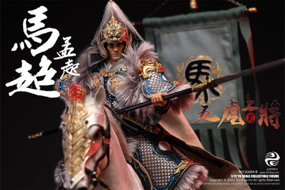 Crush the invading enemies as you defend your homeland with this Ma Chao Mengqi figure by 303 Toys! Featuring multiple weapons and accessories, this 1/12 scale figure will be a perfect addition for any collector. Order yours today!  The Battlefield Version of this figure includes a war banner and horse for your warrior to ride on.