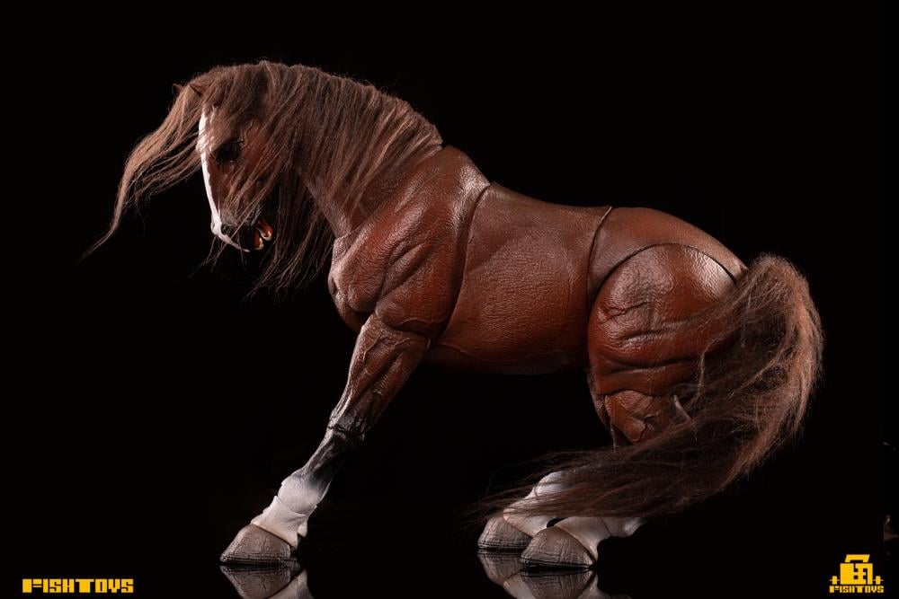 Fish Toys is proud to present a new entry in their Wilderness Series that will add some horsepower to your 1/12 collection: the Horse (Basic B Ver.)! Equipped with a full saddle, this figure includes 24 movable joints and includes a closed-mouth head sculpt with hairy lower legs. Don't miss out on adding this figure to your collection and ride off into the sunset!  Other figures shown not included (sold separately)