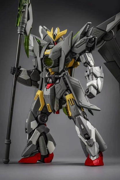 Build out your mecha collection with the Dragon Soul Fighter Y-20 Yunsheng model kit by Xiwanshe. The overall appearance of the Y-20 Yunsheng mecha model is based on an ultra-modern and futuristic image, integrating the charm of the traditional Chinese culture martial arts saint Guan Yu. Its shape has the huge body of the "Y-20". The four Chinese core engines are perfectly integrated into the shoulder armor and backpack of the mecha, giving it a powerful overall look. Be sure to add it to your collection!