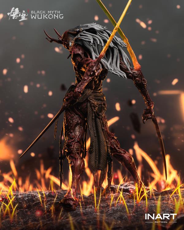 Raging onto the battlefield with the heat of a roaring inferno is the dreaded Yaksha King from the smash hit video game Black Myth: Wukong! A fresh new entry in the InArt line of 1/12 scale dynamic action figures, the Yaksha King wields his wicked elbow blades with an unrelenting ferocity that is capable of driving back even the Destined One from a straight forward assault.