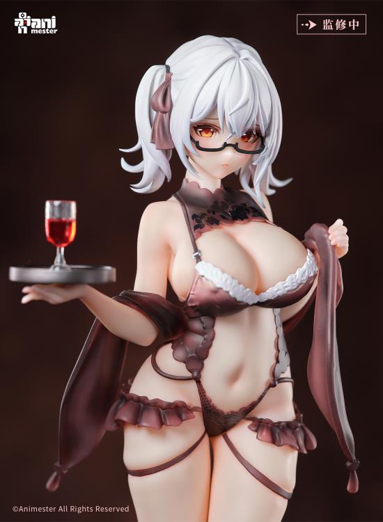 Celebrate a night on the town with this new 1/6 scale figure from AniMester! Waiter Girl Cynthia is seen depicted in a beautiful outfit while carrying a serving tray with a glass of wine on it. Order your figure today and add to your collection!
