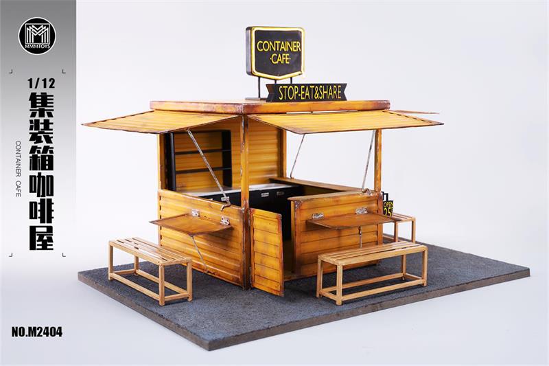 Create your perfect display with this 1/12 scale "Container Cafe" diorama base. Fitting with most 1/12 scale figures, this diorama is perfect for any shop keeper.