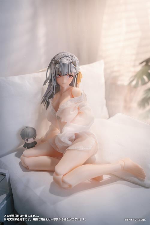 From the popular smartphone game Goddess of Victory: Nikke, Modernia: First Encounter is now available as an action figure! 

This 1/12 scale Modernia figure comes with interchangeable faces (happy, sad, and expressionless) all of which feature movable eyeballs. The figure is fully posable and features a fine gradation painting all over to carefully replicate her skin tone.