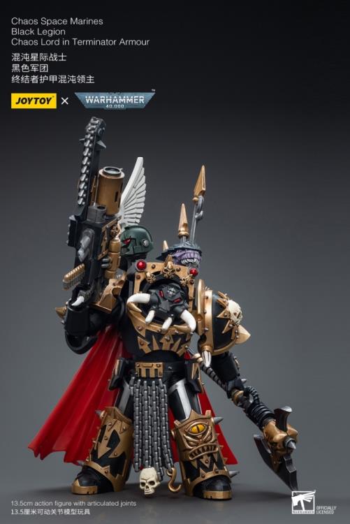 Joy Toy brings the Chaos Space Marines Black Legion to life with this Warhammer 40K 1/18 scale figure! The Black Legion is a Traitor Legion of Chaos Space Marines that is the first in infamy, if not in treachery, whose name resounds as a curse throughout the scattered and war-torn realms of Humanity.