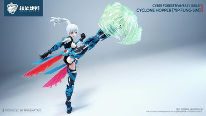 Nuke Matrix proudly presents the next model kit in the Cyber Forest Fantasy Girls series, Cyclone Hopper Yip Fung Sim!

Between the Cyber ​​Forest and the Frosty Wasteland lies another vast jungle, a tranquil sea of ​​trees. Here, the armored locust race, born with an innate affinity for the wind element, thrives, guided by the wind. In ancient times, a genius within the race created a highly mobile suit called the "Storm Chaser."