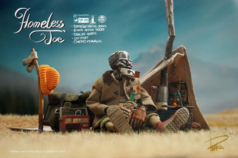 Death Gas Station is an original figure series between Damtoys and Coal Dog in 1/12 scale. This series includes a wide array of characters revolving around the gas station and next up is Homeless Joe! These figures are highly detailed and include a variety of accessories for creating unique, customized scenes.