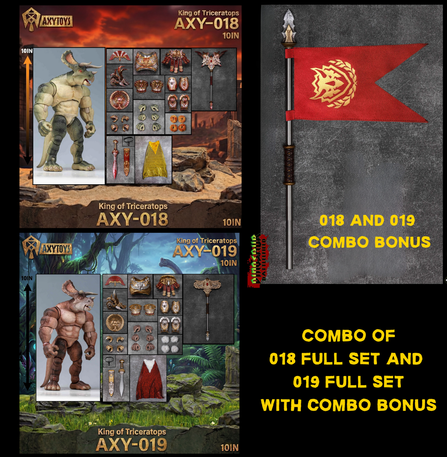 (Pre-order) Axytoys Dino battlefield King of Triceratops set of 2 (018+019 figure)