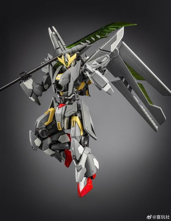 Build out your mecha collection with the Dragon Soul Fighter Y-20 Yunsheng model kit by Xiwanshe. The overall appearance of the Y-20 Yunsheng mecha model is based on an ultra-modern and futuristic image, integrating the charm of the traditional Chinese culture martial arts saint Guan Yu. Its shape has the huge body of the "Y-20". The four Chinese core engines are perfectly integrated into the shoulder armor and backpack of the mecha, giving it a powerful overall look. Be sure to add it to your collection!