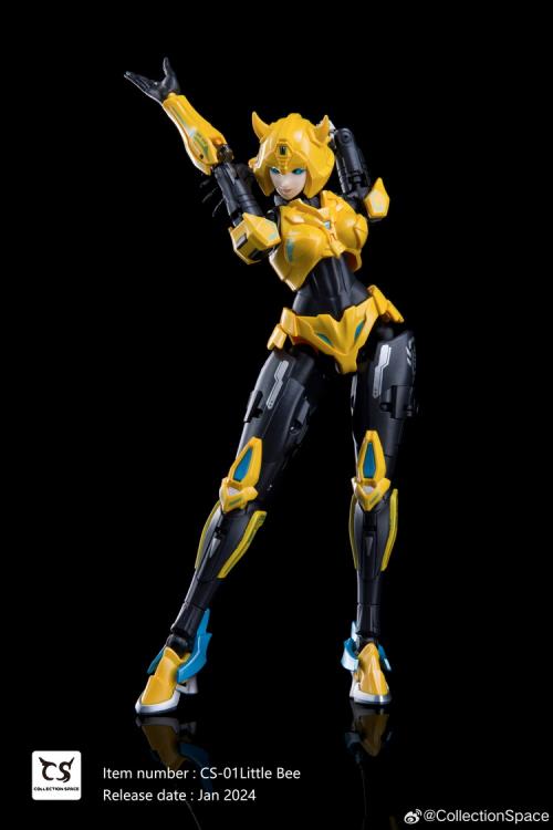 Add to your converting figure collection with this CS-01 Little Bee action figure by Collection Space! Little Bee features a high level of detail and articulation, and she can convert from robot mode into car mode!