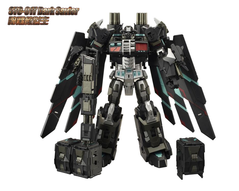 The S.T.Commander Dark Savior from TFC toys stands around 9.50 inches tall in robot mode and converts into a transport vehicle. The S.T.Commander Dark Savior figure is highly articulated and features real rubber tires and an assortment of armor pieces.