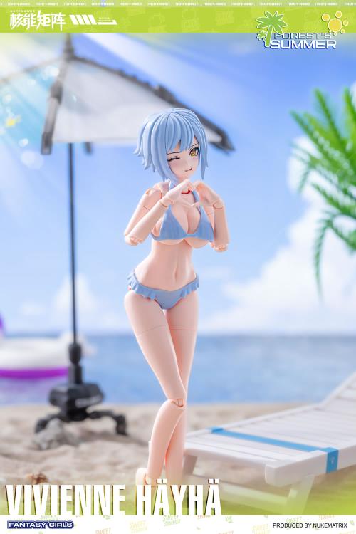 Nuke Matrix's new Vivienne Hayha (Summer Shine Ver.) model kit is here!  Full of surprises, Vivienne is waiting for you to go exploring together. With several interchangeable parts and accessories, this figure is fully poseable upon completion of the model kit.