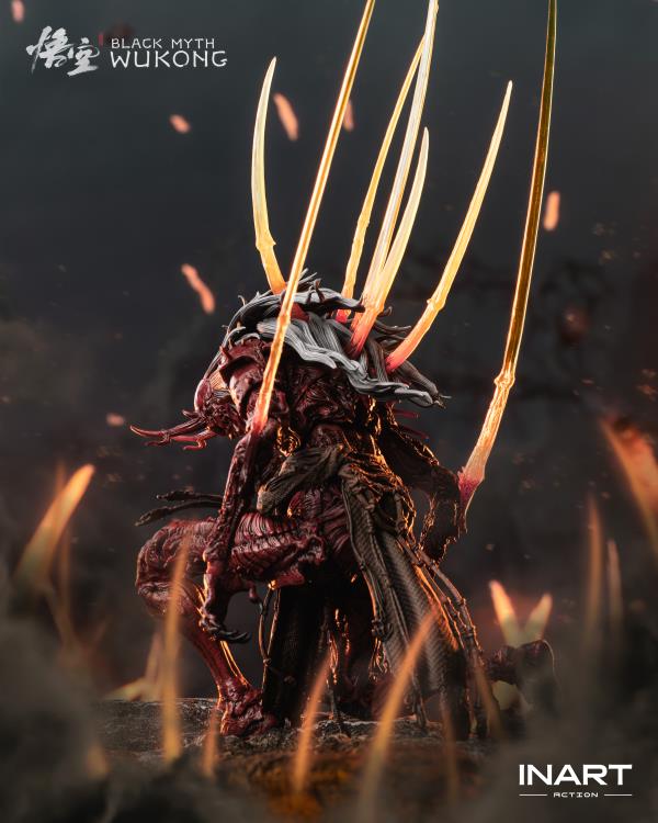 Raging onto the battlefield with the heat of a roaring inferno is the dreaded Yaksha King from the smash hit video game Black Myth: Wukong! A fresh new entry in the InArt line of 1/12 scale dynamic action figures, the Yaksha King wields his wicked elbow blades with an unrelenting ferocity that is capable of driving back even the Destined One from a straight forward assault.