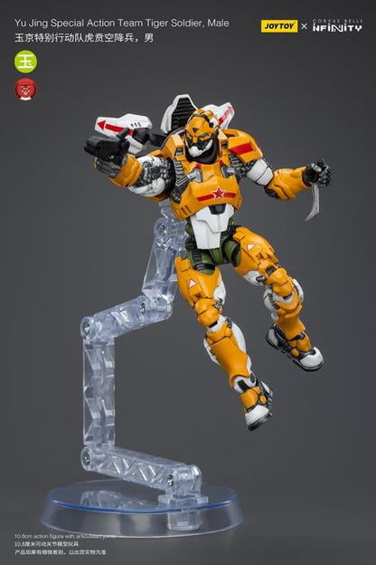 The Joy Toy Special Action Team Tiger Soldier (Male) action figure is perfect for collectors and fans of the Infinity universe, as well as those who appreciate high-quality action figures. With its impressive level of detail and articulation, this action figure is a must-have for any serious collector or fan.