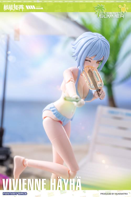 Nuke Matrix's new Vivienne Hayha (Summer Shine Ver.) model kit is here!  Full of surprises, Vivienne is waiting for you to go exploring together. With several interchangeable parts and accessories, this figure is fully poseable upon completion of the model kit.