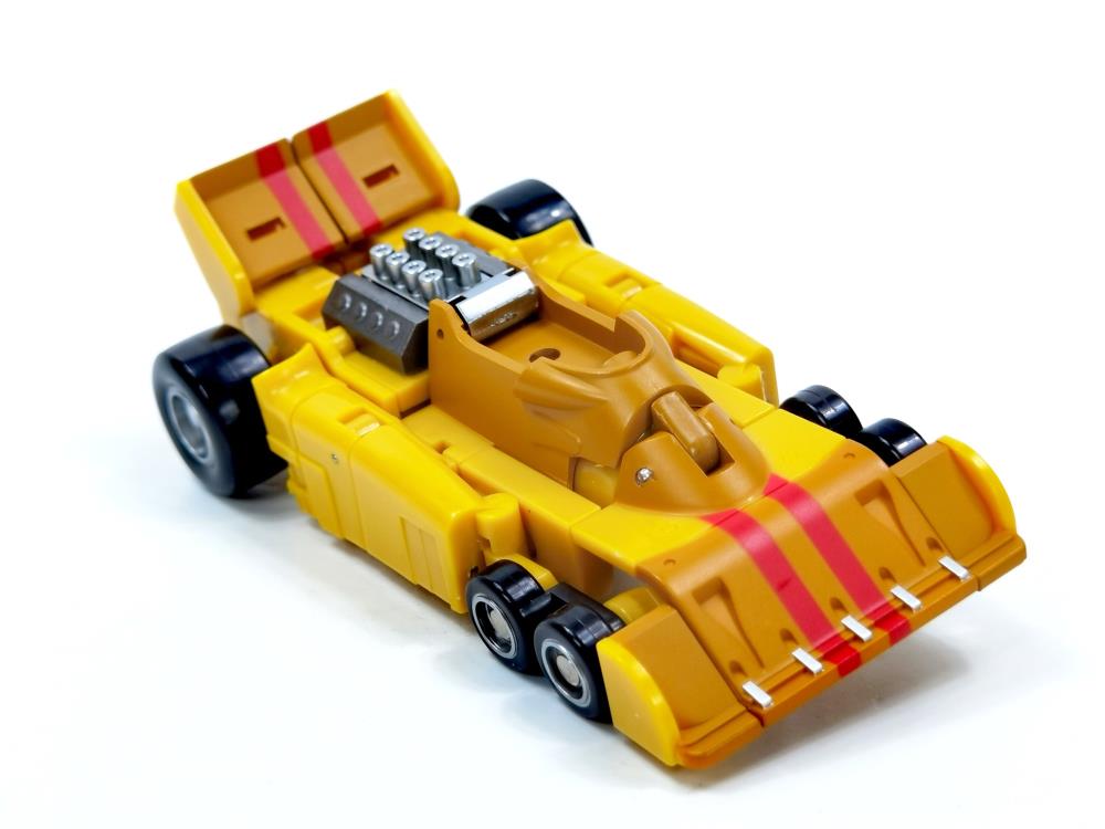 The RF-L03 Hyena converts from a robot into a race car. It also comes armed with a blaster.  Other figures shown not included (sold separately)