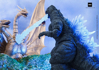 Following the previous film Godzilla vs. Biollante (1989), the 18th installment of the series was directed by Kazuki Omori and featured special effects directed by Koichi Kawakita. This brand new Heat Ray Godzilla Hokkaido Ver. action figure is crafted with amazing attention to detail at 7" tall, and features special blue paint on the clear body, reproducing Godzilla's appearance from the battlefield in Hokkaido!