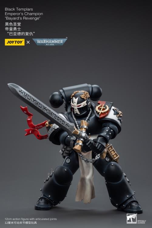 Joy Toy brings the Black Templars to life with this Warhammer 40K 1/18 scale figure! The Black Templars view the Emperor of Mankind as a literal god and have launched a crusade to enforce his reign. Converting entire worlds with the might of their massive battle fleet, their firepower is a match for any other Space Marine Chapter.