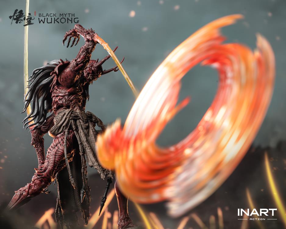 Raging onto the battlefield with the heat of a roaring inferno is the dreaded Yaksha King from the smash hit video game Black Myth: Wukong! A fresh new entry in the InArt line of 1/12 scale dynamic action figures, the Yaksha King wields his wicked elbow blades with an unrelenting ferocity that is capable of driving back even the Destined One from a straight forward assault.