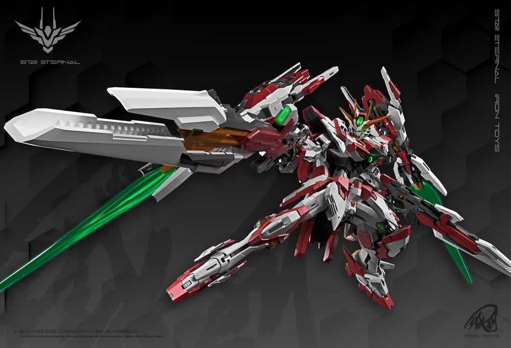 Add on to your model kit collection with this Star Eternal Xingheng 1/100 scale model kit by Iron Toys! This impressive model kit features a mecha inspired design with a white, red, and green color scheme. It features an alloy frame that allows the figure to be posed in various positions.