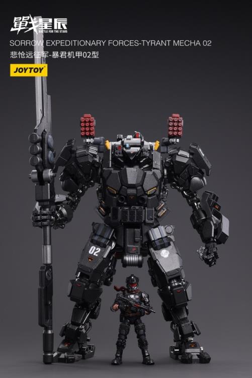 Joy Toy is proud to bring the Battle for the Stars series Sorrow Expeditionary Forces Mecha 02 figure to life in 1/18 scale form! Designed for use in bolstering your armies, this mech will be the ultimate addition to your collection! It also includes a pilot figure to take full control of the power of the Tyrant Mecha! Order yours today!