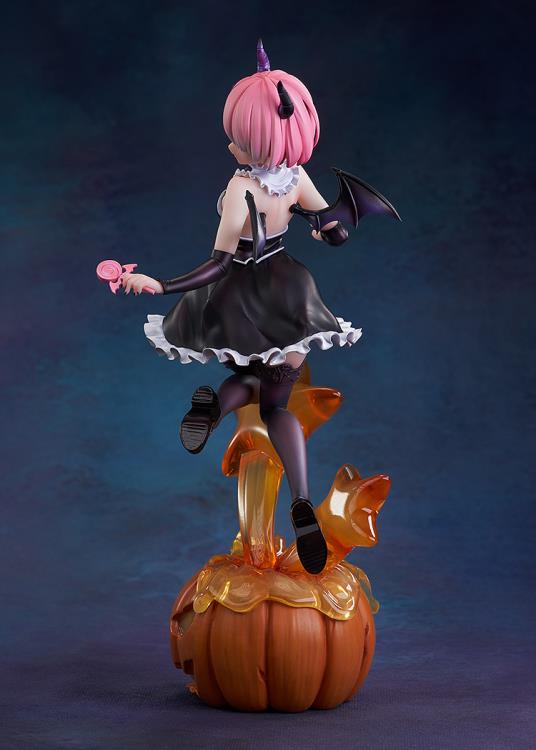 From the third season of "Re:ZERO -Starting Life in Another World-", which began airing in October 2024, come new beautiful wizard-themed figures of Rem and Ram. 

Ram is clad in an adorable wizard-style outfit that would probably allow her to be let off the hook even after playing mischievous tricks. The texture of her form-fitting costume beautifully and elegantly accentuates her physique, and the accessories, such as the arm covers and shoes, have been crafted with precise detail. Even the jack-o'-lanter