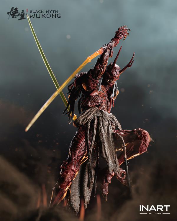 Raging onto the battlefield with the heat of a roaring inferno is the dreaded Yaksha King from the smash hit video game Black Myth: Wukong! A fresh new entry in the InArt line of 1/12 scale dynamic action figures, the Yaksha King wields his wicked elbow blades with an unrelenting ferocity that is capable of driving back even the Destined One from a straight forward assault.