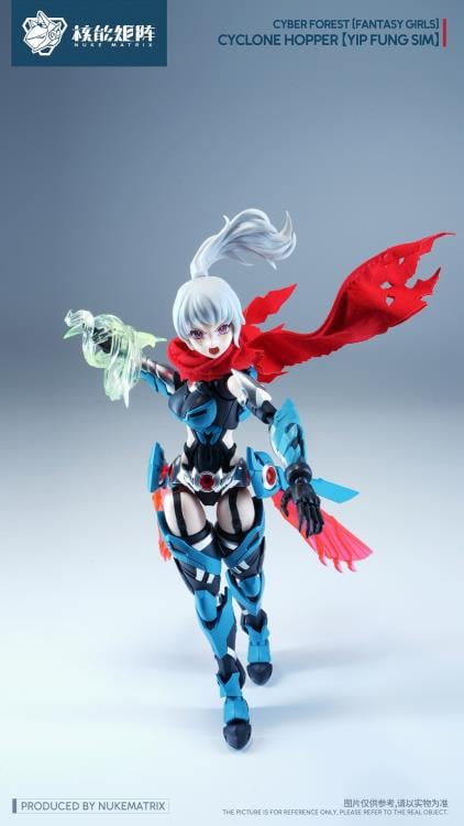 Nuke Matrix proudly presents the next model kit in the Cyber Forest Fantasy Girls series, Cyclone Hopper Yip Fung Sim!

Between the Cyber ​​Forest and the Frosty Wasteland lies another vast jungle, a tranquil sea of ​​trees. Here, the armored locust race, born with an innate affinity for the wind element, thrives, guided by the wind. In ancient times, a genius within the race created a highly mobile suit called the "Storm Chaser."