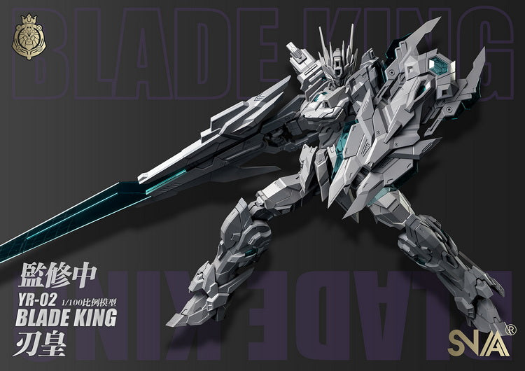 This SNAA YR-02 Blade King 1/100 scale model kit is a highly detailed and poseable model kit that stands at a height of 22cm. The kit includes water decals and aluminum foil stickers for added detail. It features a fully articulated skeleton and comes with intricate color separation and part division.   Images show prototype and the final product may differ.