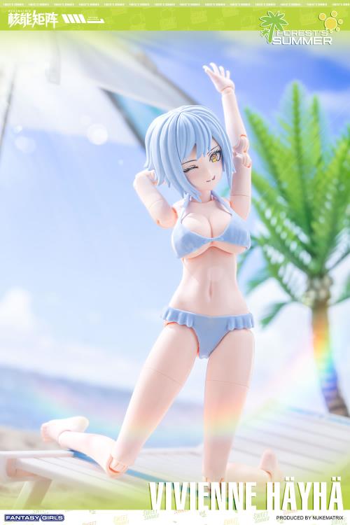 Nuke Matrix's new Vivienne Hayha (Summer Shine Ver.) model kit is here!  Full of surprises, Vivienne is waiting for you to go exploring together. With several interchangeable parts and accessories, this figure is fully poseable upon completion of the model kit.