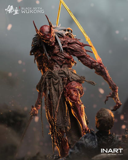 Raging onto the battlefield with the heat of a roaring inferno is the dreaded Yaksha King from the smash hit video game Black Myth: Wukong! A fresh new entry in the InArt line of 1/12 scale dynamic action figures, the Yaksha King wields his wicked elbow blades with an unrelenting ferocity that is capable of driving back even the Destined One from a straight forward assault.