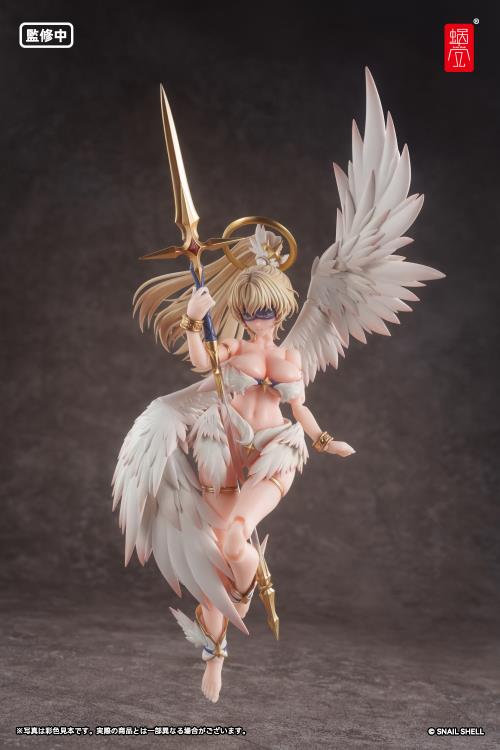 Add to your figure collection with the Angel Angela 1/12 scale action figure by Snail Shell. This figure displays Angel Angela with a golden halo and a spear. Angela is fully articulated for creating a variety of poses, along with including additional parts and accessories to customize the figure. Be sure to add it to your collection!