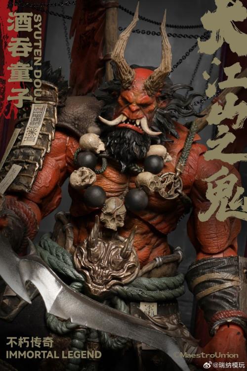 Add to your figure collection with this impressive Immortal Legend Syuten Douji 1/12 scale figure by Maestro Union. This figure stands approximately 10.6 inches tall (clogs to horn) and comes with a variety of additional parts and accessories to customize your figure.