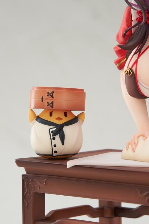 From the Azur Lane video game comes the Ting An (Tender White Jade Ver.) 1/7 scale figure by Apex! This detailed figure is around 9 inches tall and displays Ting An in the kitchen in while she attempts to knead some dough. This figure includes an additional face part to display Ting An with a "heart eyes" expression. Be sure to add this figure to your collection!