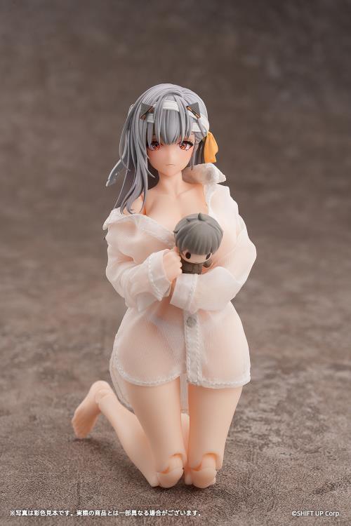 From the popular smartphone game Goddess of Victory: Nikke, Modernia: First Encounter is now available as an action figure! 

This 1/12 scale Modernia figure comes with interchangeable faces (happy, sad, and expressionless) all of which feature movable eyeballs. The figure is fully posable and features a fine gradation painting all over to carefully replicate her skin tone.