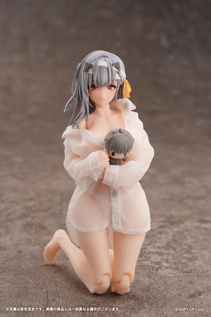 From the popular smartphone game Goddess of Victory: Nikke, Modernia: First Encounter is now available as an action figure! 

This 1/12 scale Modernia figure comes with interchangeable faces (happy, sad, and expressionless) all of which feature movable eyeballs. The figure is fully posable and features a fine gradation painting all over to carefully replicate her skin tone.