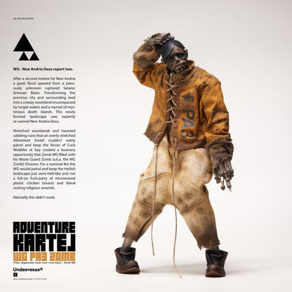 Expand your Adventure Kartel collection with the Waste Guard WG PA3 1/6 scale figure by Underverse. This figure is around 12 inches tall and features a unique and twisted zombie inspired character that has a bit of an attitude problem. Don't miss out on adding this collectible figure to your collection!