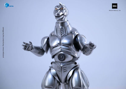 The ultimate anti-Kaiju weapon has arrived! Mechagodzilla from Godzilla vs. Mechagodzilla (1993) joins the Hiya Exquisite Basic series, faithfully capturing its on-screen design with intricate metallic gold paint and screen-accurate details.

Standing 8.2" tall, this articulated figure features multiple joints for dynamic posing. Accessories include a pair of replacement hands and two G-Crusher units, perfect for recreating iconic battle scenes.