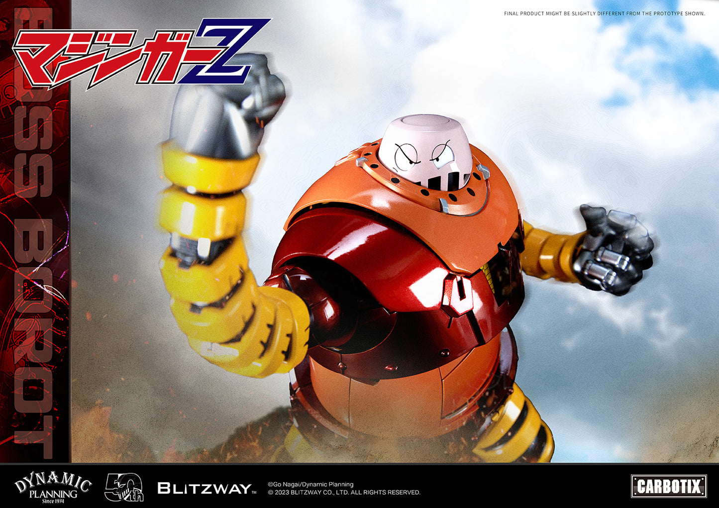 Blitzway development team has prepared a gift that will surprise you, in honor of Mazinger Z, the originator of modern robot cartoons. We recall the humorous BOSS BOROT from the animated series Mazinger Z, whose subject matter was always heavy and serious, would always make us laugh. To recreate BOSS BOROT, from his numerous witty mannerisms to his erratic behavior, required considerable thought on the part of the creators of Blitzway.