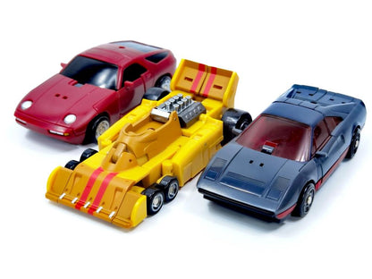 The RF-L03 Hyena converts from a robot into a race car. It also comes armed with a blaster.  Other figures shown not included (sold separately)