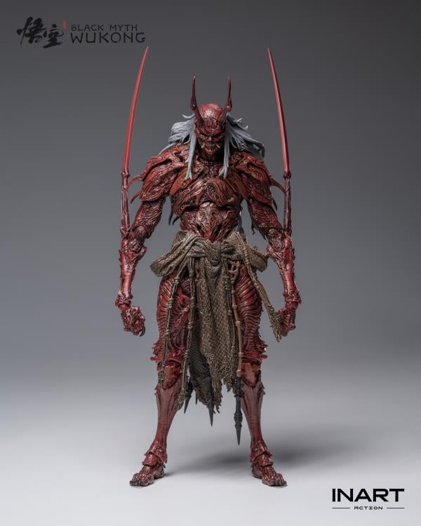 Raging onto the battlefield with the heat of a roaring inferno is the dreaded Yaksha King from the smash hit video game Black Myth: Wukong! A fresh new entry in the InArt line of 1/12 scale dynamic action figures, the Yaksha King wields his wicked elbow blades with an unrelenting ferocity that is capable of driving back even the Destined One from a straight forward assault.
