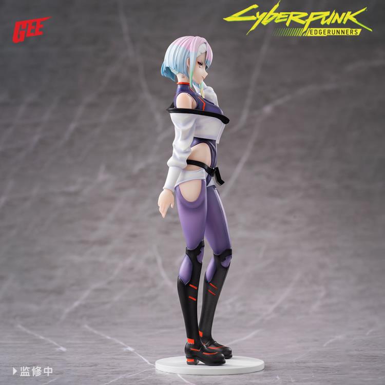 From the popular Cyberpunk: Edgerunners anime comes the Lucy 1/7 scale figure by AniMester and GEE! This figure is over 9 inches tall and is intricately detailed to capture the character's look from the anime. Lucy is displayed wearing her memorable attire from the series as she stands in a popular pose. Be sure to add this figure to your collection!