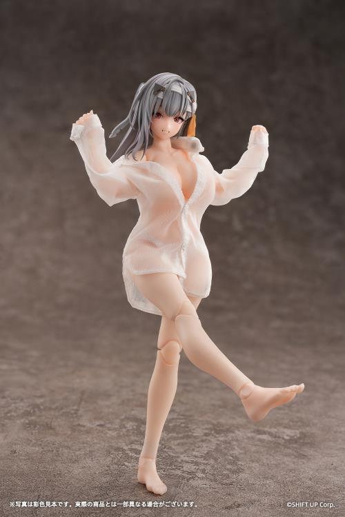 From the popular smartphone game Goddess of Victory: Nikke, Modernia: First Encounter is now available as an action figure! 

This 1/12 scale Modernia figure comes with interchangeable faces (happy, sad, and expressionless) all of which feature movable eyeballs. The figure is fully posable and features a fine gradation painting all over to carefully replicate her skin tone.