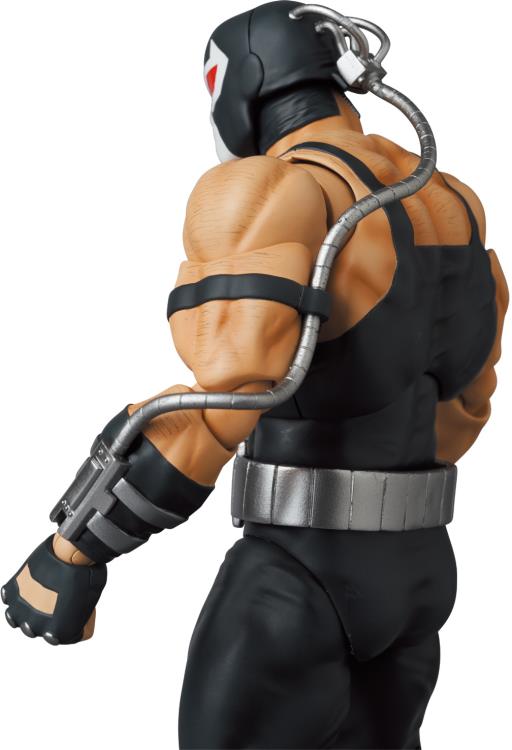 Based on the Batman: Knightfall storyline from DC Comics, this MAFEX Bane action figure is highly articulated with several features and accessories. Bane features a detailed sculpt and 2 head portraits.  Batman figure sold separately