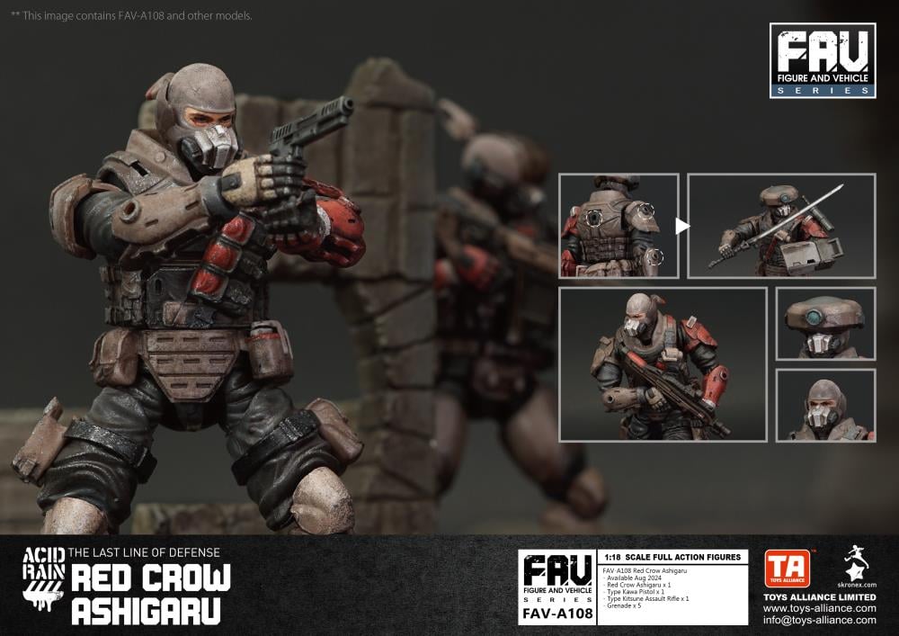 The Red Crow Ashigaru is affiliated to the Red Crow Squadron, which used to be an air force unit from the Kaiho Defense Unit. After Operation Shadow Den, the unit was reformed into the Yamato Special Assault Unit, responsible for handling terrorist attacks. The Red Crow Squadron is deployed exclusively by the Cabinet, and with the consent of a second nation, it may undertake counter-terrorism missions abroad.