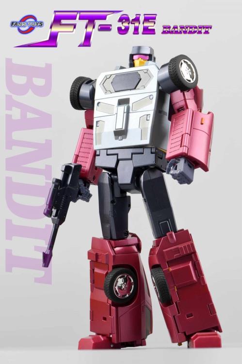 From Fans Toys comes FT-31E Bandit & FT-31 Marauder 2-Pack! The Bandit figure converts from a robot to a vehicle form and includes a blaster accessory, along with combiner parts to form FT-31 Marauder. Don't miss out on adding this figure to your collection!  Other figures shown not included (sold separately)