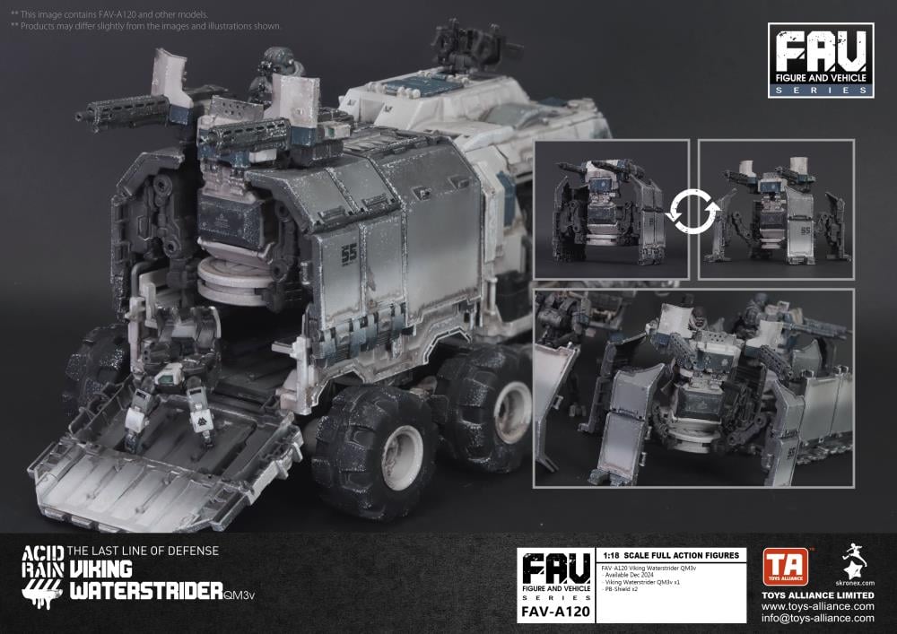 The Viking Waterstrider QM3v is an all-terrain quadrupedal vehicle able to operate autonomously or installed on a trailer pulled by an Ankylo truck, which then frees up Strider drivers to focus exclusively on unloading its heavy firepower turret, providing excellent suppressive fire when supporting the front lines.