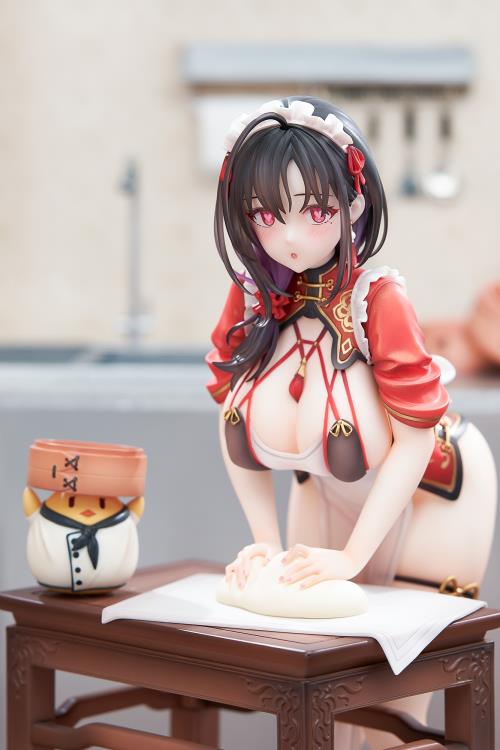 From the Azur Lane video game comes the Ting An (Tender White Jade Ver.) 1/7 scale figure by Apex! This detailed figure is around 9 inches tall and displays Ting An in the kitchen in while she attempts to knead some dough. This figure includes an additional face part to display Ting An with a "heart eyes" expression. Be sure to add this figure to your collection!