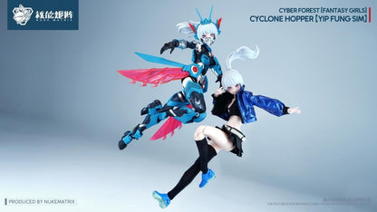 Nuke Matrix proudly presents the next model kit in the Cyber Forest Fantasy Girls series, Cyclone Hopper Yip Fung Sim!

Between the Cyber ​​Forest and the Frosty Wasteland lies another vast jungle, a tranquil sea of ​​trees. Here, the armored locust race, born with an innate affinity for the wind element, thrives, guided by the wind. In ancient times, a genius within the race created a highly mobile suit called the "Storm Chaser."