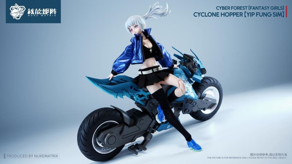 Nuke Matrix proudly presents the next model kit in the Cyber Forest Fantasy Girls series, Cyclone Hopper Yip Fung Sim!

Between the Cyber ​​Forest and the Frosty Wasteland lies another vast jungle, a tranquil sea of ​​trees. Here, the armored locust race, born with an innate affinity for the wind element, thrives, guided by the wind. In ancient times, a genius within the race created a highly mobile suit called the "Storm Chaser."