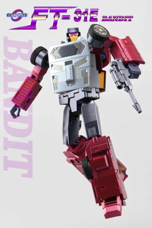 From Fans Toys comes FT-31E Bandit & FT-31 Marauder 2-Pack! The Bandit figure converts from a robot to a vehicle form and includes a blaster accessory, along with combiner parts to form FT-31 Marauder. Don't miss out on adding this figure to your collection!  Other figures shown not included (sold separately)